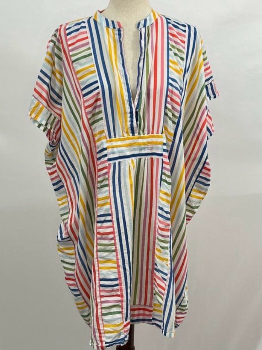 EMERSON FRY Short Caftan Coverup Rainbow Stripe - Picture 3 of 16